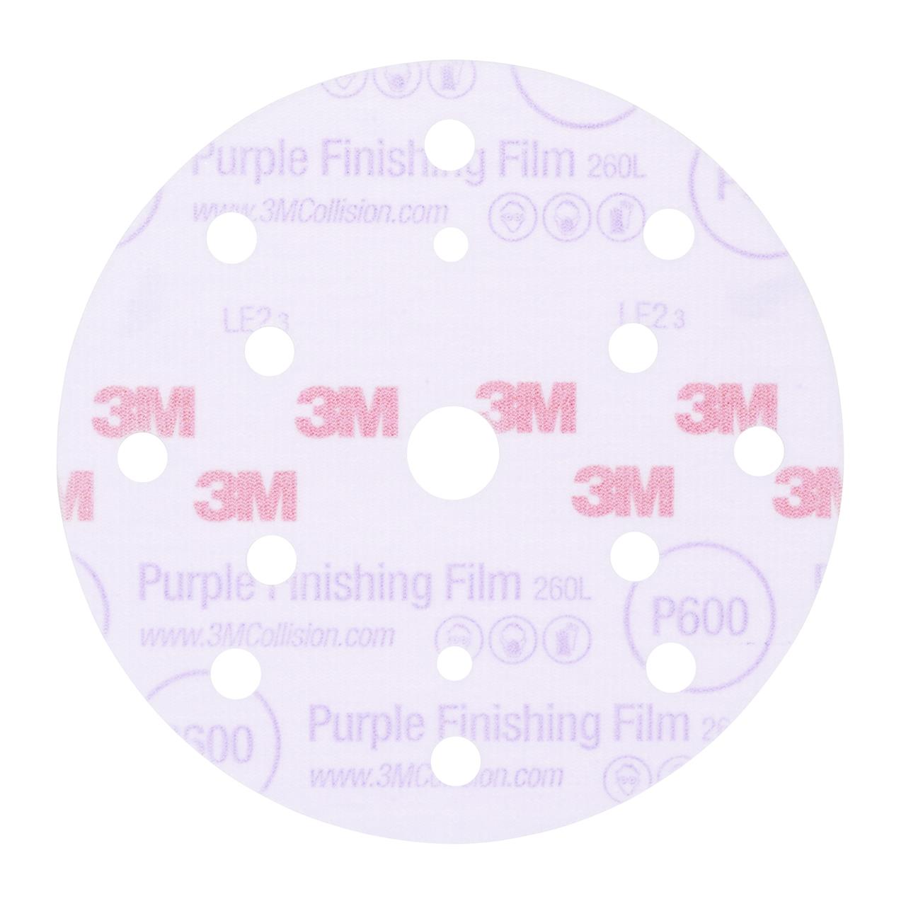 3M 51156 Hookit Purple Schleifscheibe P600 260L+ 15-Loch Ø150 mm (50 Stk)